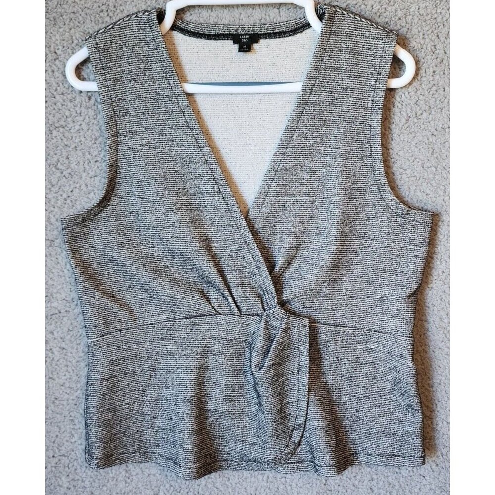 J. Crew 365 Boucle Sleeveless V Neck Peplum Top Gray Style J7990 Size Medium